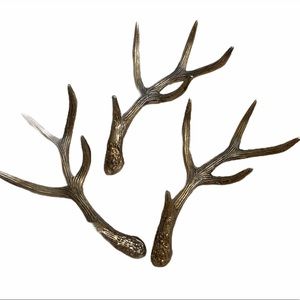 Set of 3 brass deer antlers
